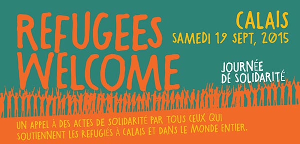 refugees welvome, calAid poster